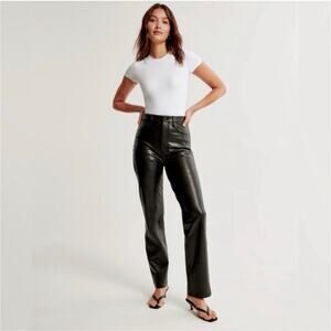 ABERCROMBIE | 90's Straight Ultra High Rise Faux Leather‎ Pants | 4